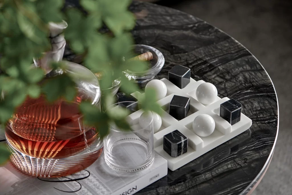 Modern Minimalist Coffee Table Black White Neutral Glass