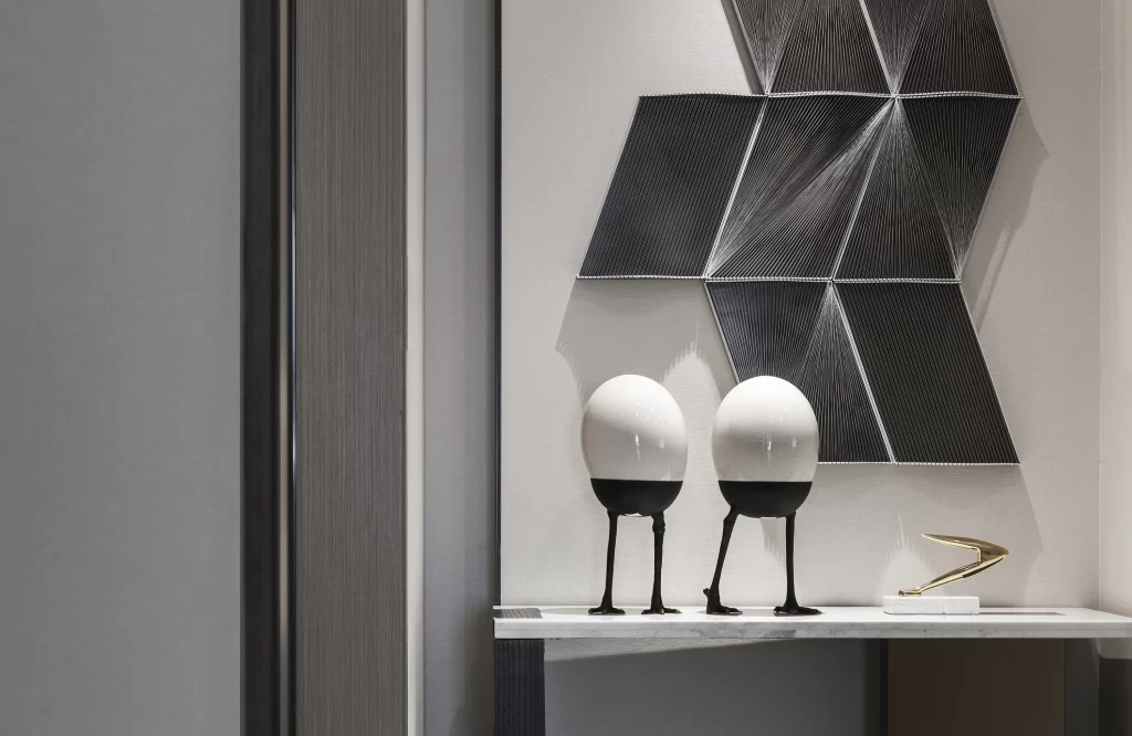 Modern Minimalist Console Table Black White Geometric Art