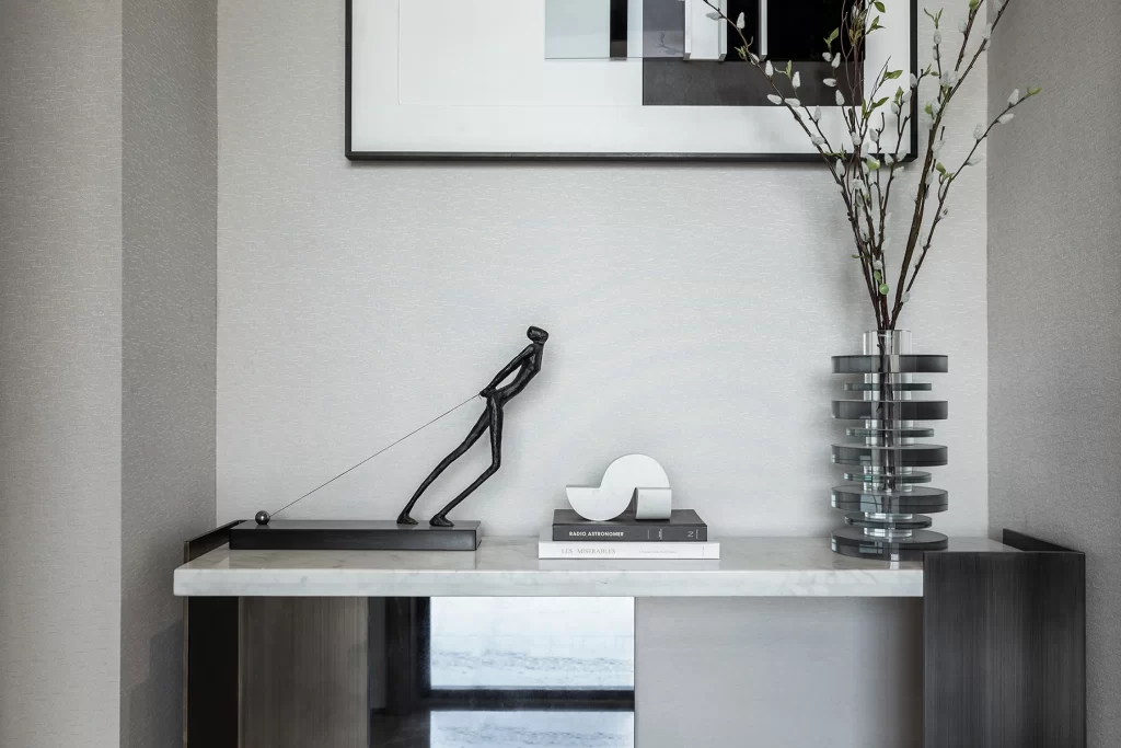 Modern Minimalist Console Table Neutral Black White