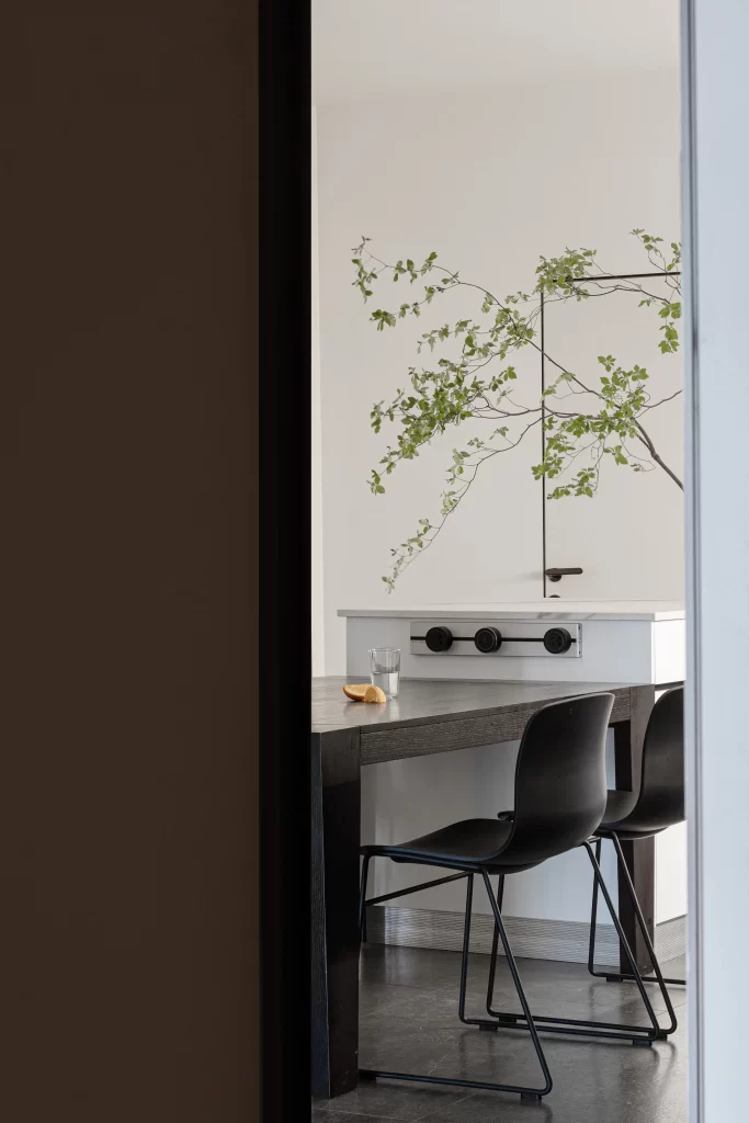 Modern Minimalist Dining Room Black White Green Industrial