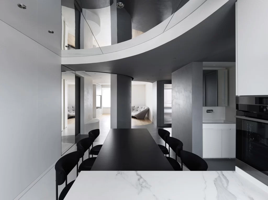 Modern Minimalist Dining Room Black White Grey Marble