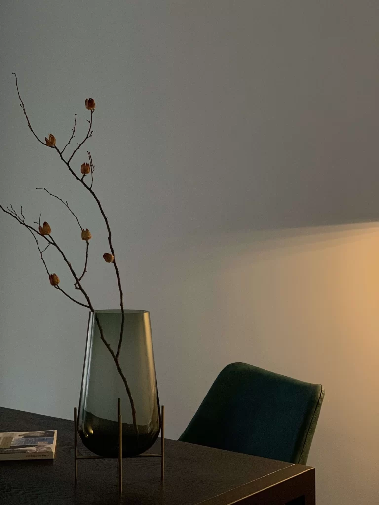 Modern Minimalist Dining Room Dark Green Neutral Black