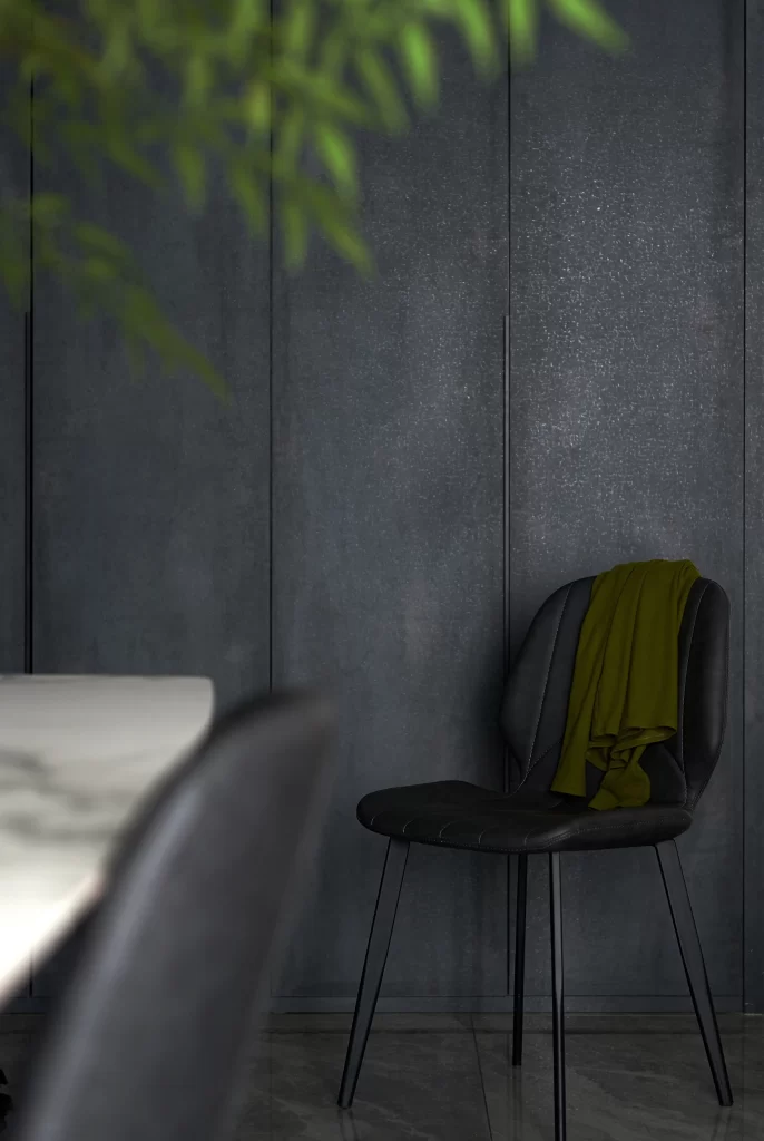 Modern Minimalist Dining Room Dark Grey Olive Green