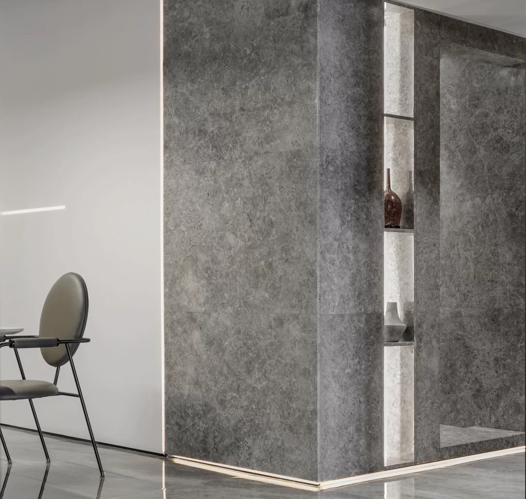 Modern Minimalist Dining Room Grey Neutral Concrete Textured