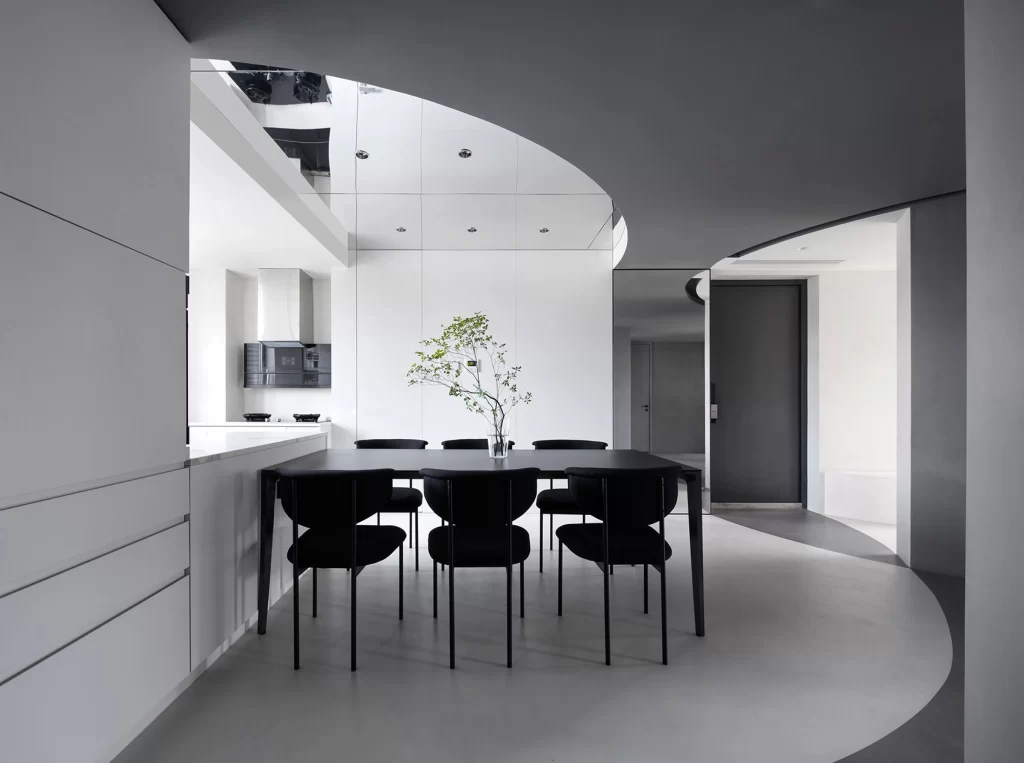 Modern Minimalist Dining Room Monochrome Black White Neutral