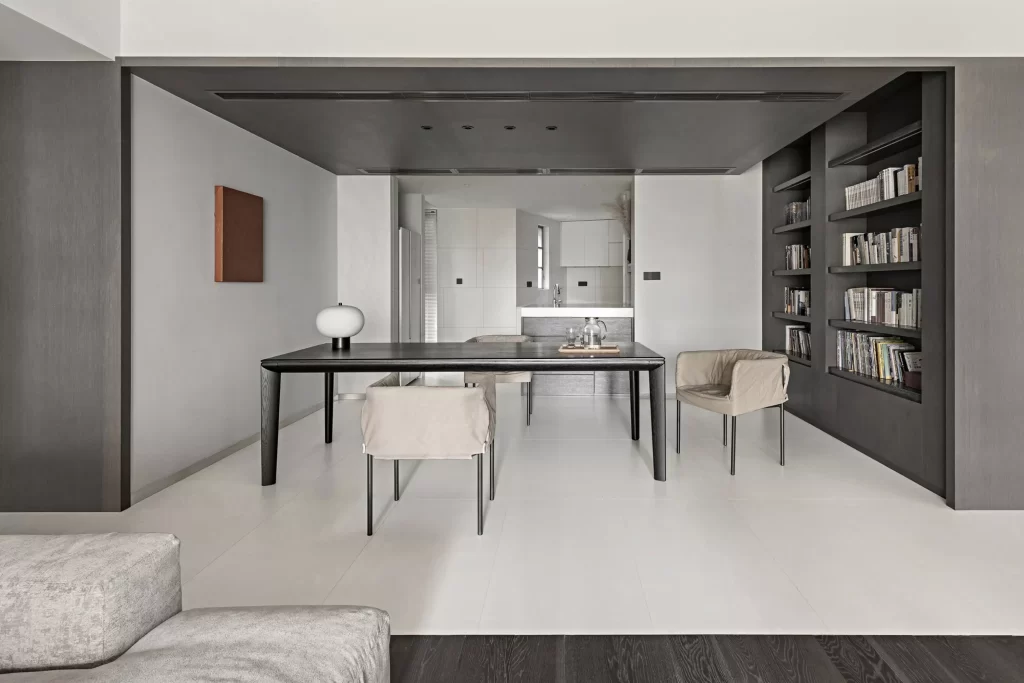 Modern Minimalist Dining Room Neutral Black White Grey