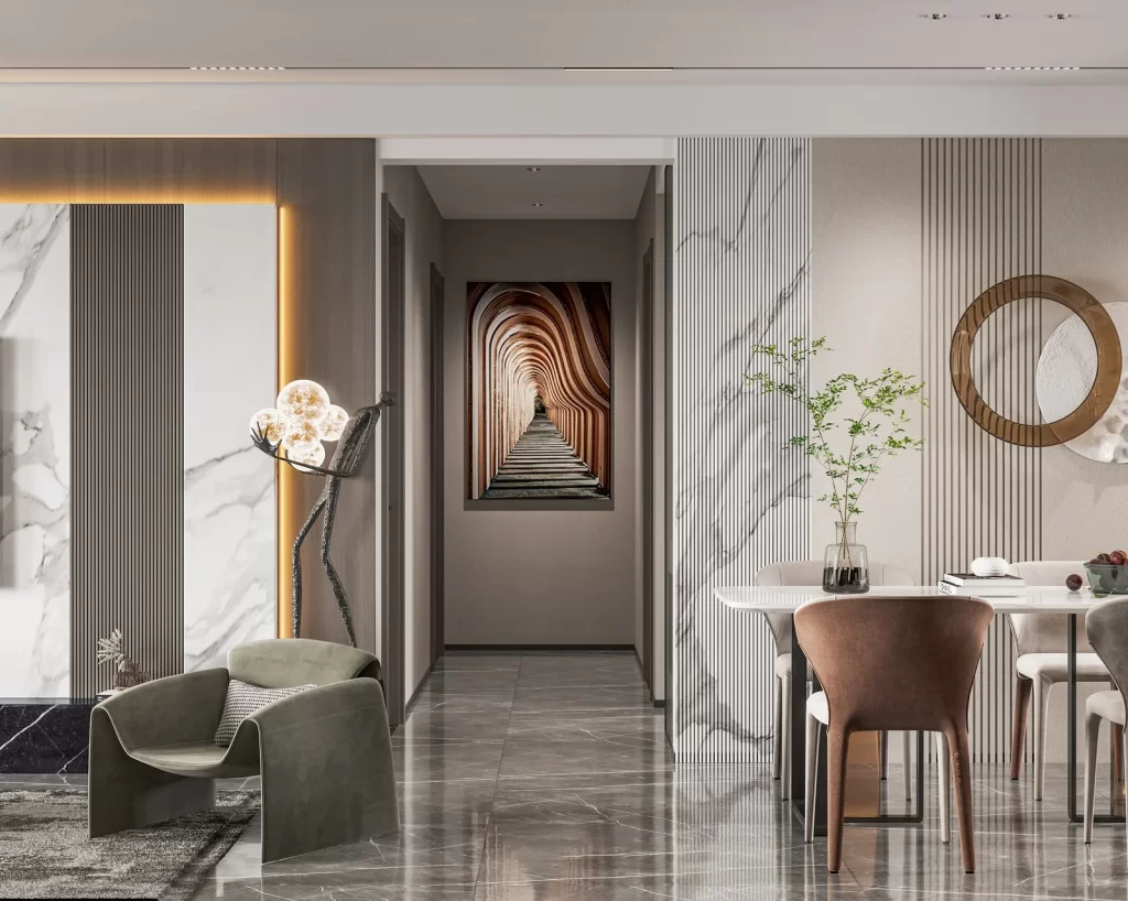 Modern Minimalist Dining Room Neutral Earthy Tones