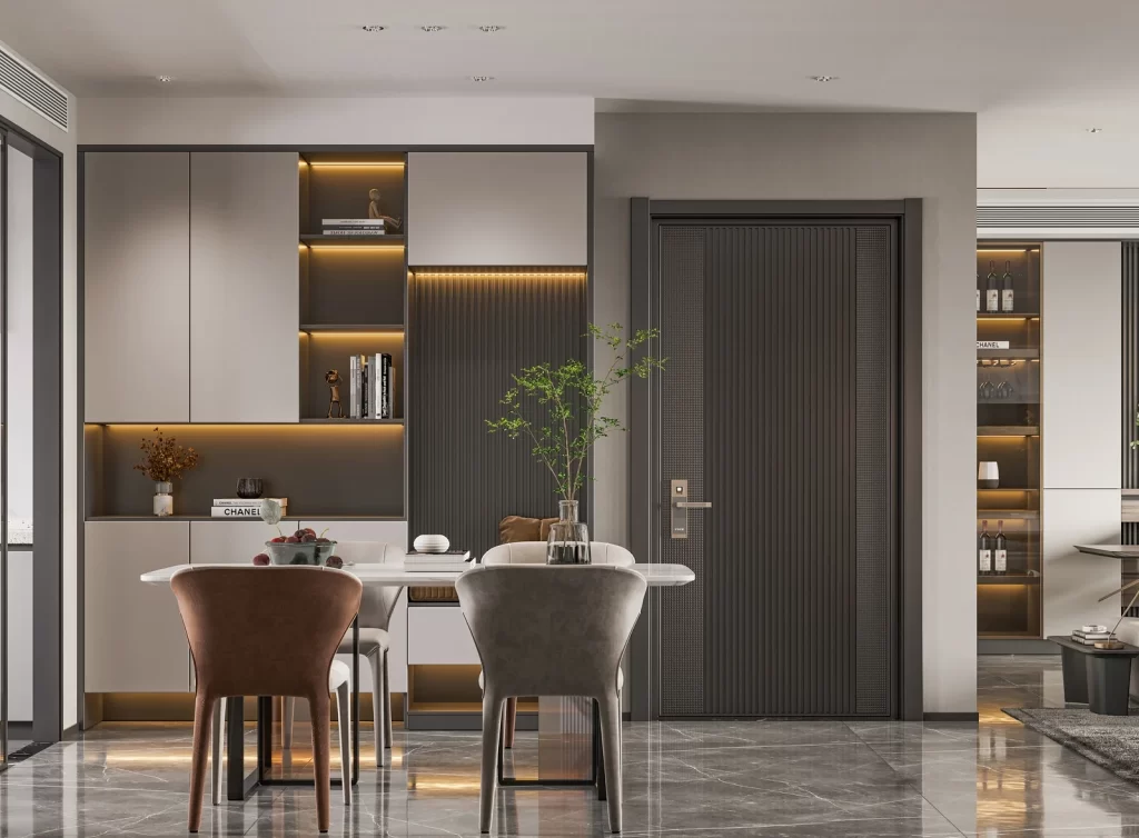 Modern Minimalist Dining Room Neutral Gray