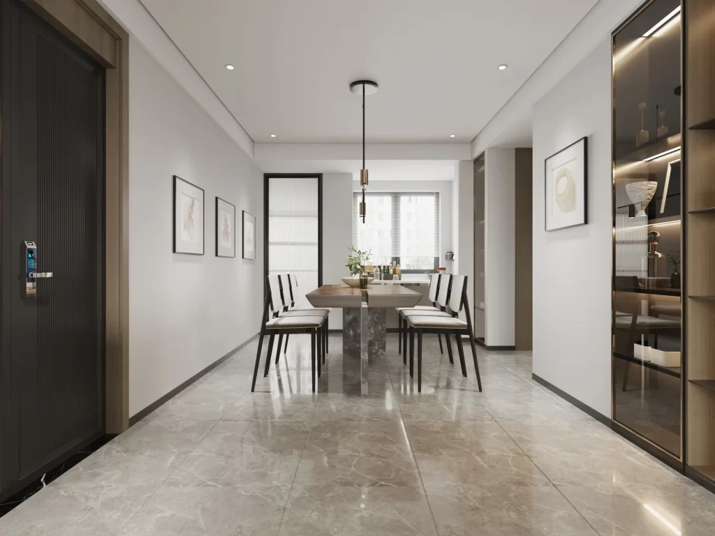 Modern Minimalist Dining Room Neutral Gray