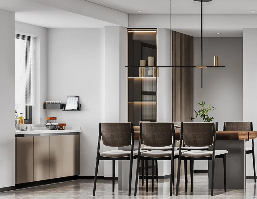 Modern Minimalist Dining Room Neutral Gray Wood