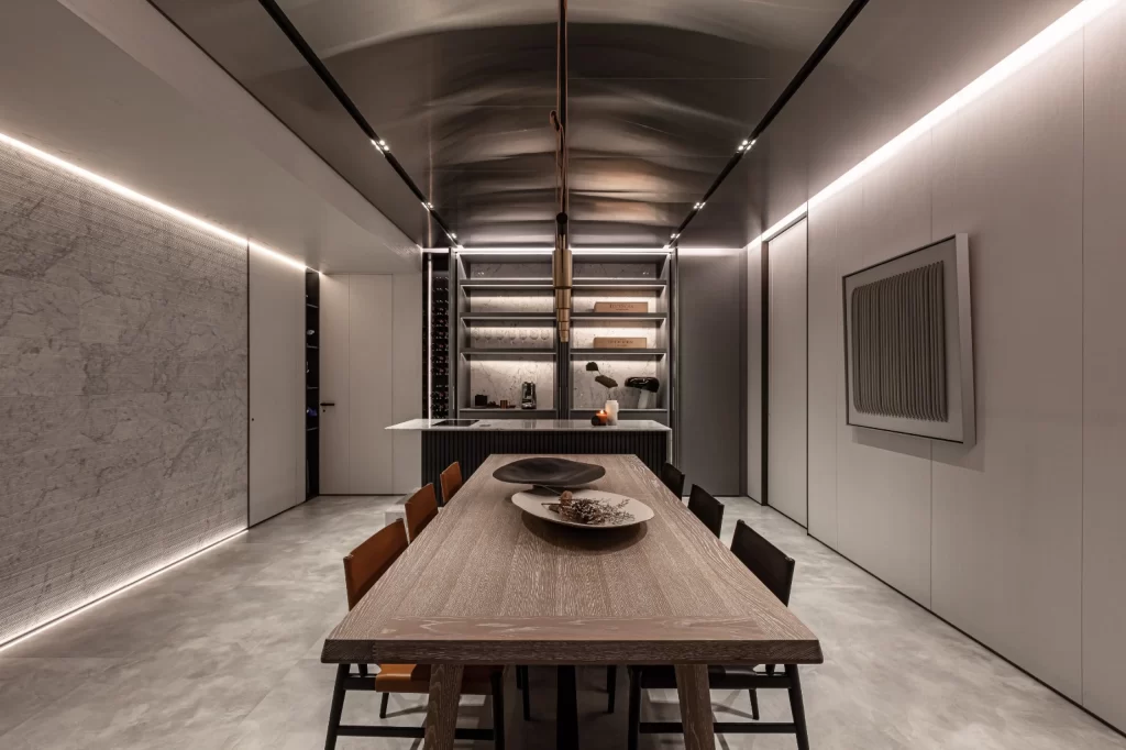 Modern Minimalist Dining Room Neutral Grey Black Wood