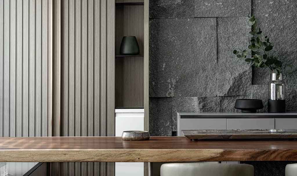 Modern Minimalist Dining Room Neutral Grey Wood White