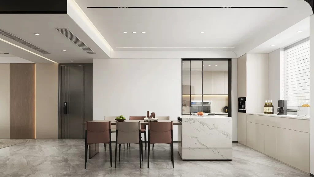 Modern Minimalist Dining Room Neutral White Black Wood