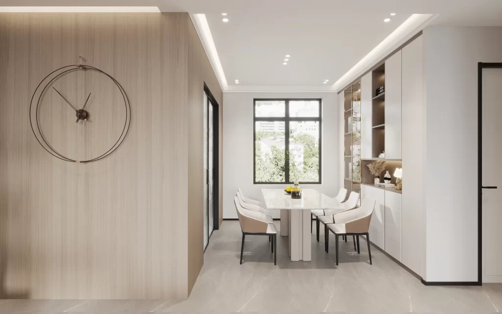 Modern Minimalist Dining Room Neutral White Wood