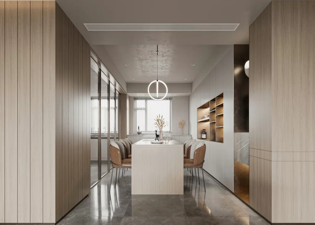 Modern Minimalist Dining Room Neutral Wood