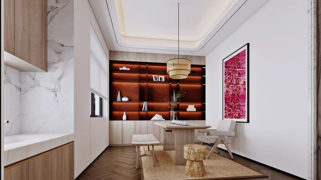 Modern Minimalist Dining Room Neutral Wood White