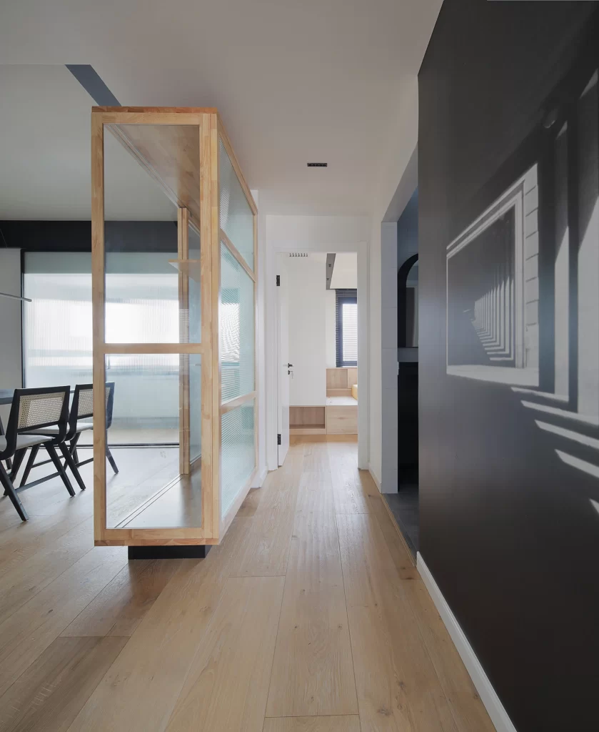 Modern Minimalist Hallway Light Wood Neutral Frosted Glass