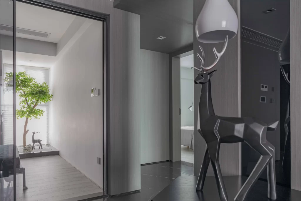 Modern Minimalist Hallway Neutral Gray Geometric Sculpture