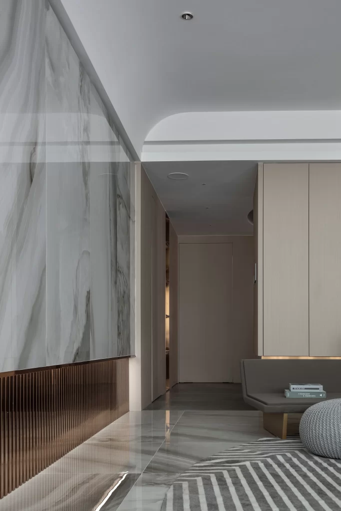 Modern Minimalist Hallway Neutral Grey Marble Wood