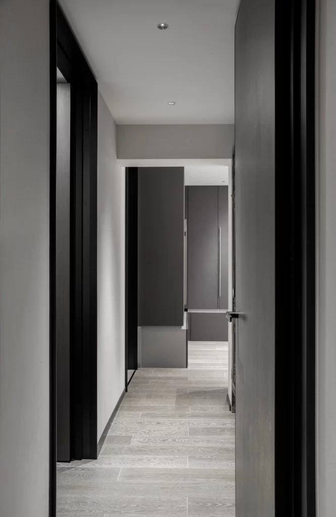 Modern Minimalist Hallway Neutral Grey Wood