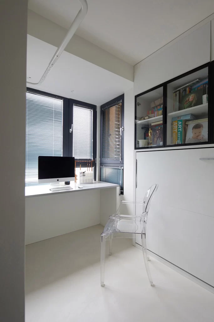 Modern Minimalist Home Office White Neutral Glass Transparent