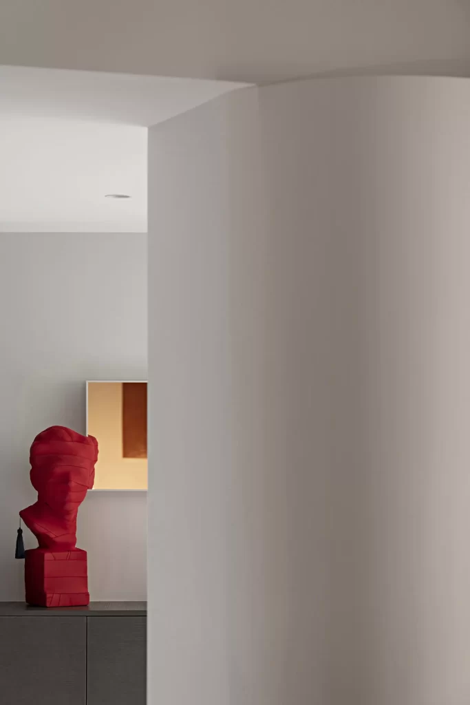 Modern Minimalist Interior White Neutral Red Sculpture