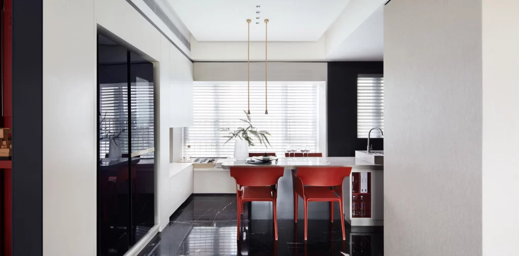 Modern Minimalist Kitchen Black White Red Sleek