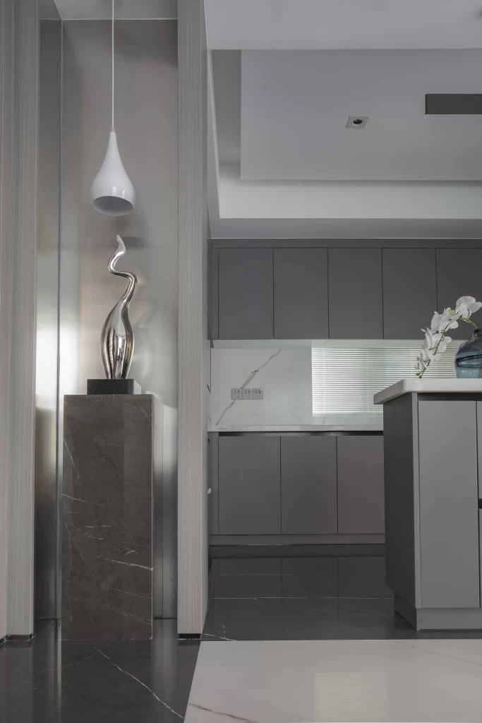 Modern Minimalist Kitchen Grey Neutral Stainless Steel