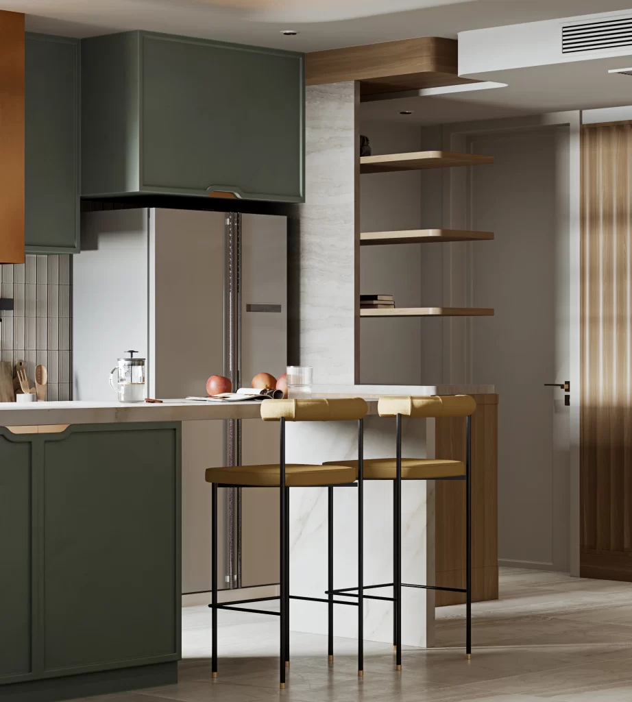 Modern Minimalist Kitchen Neutral Green