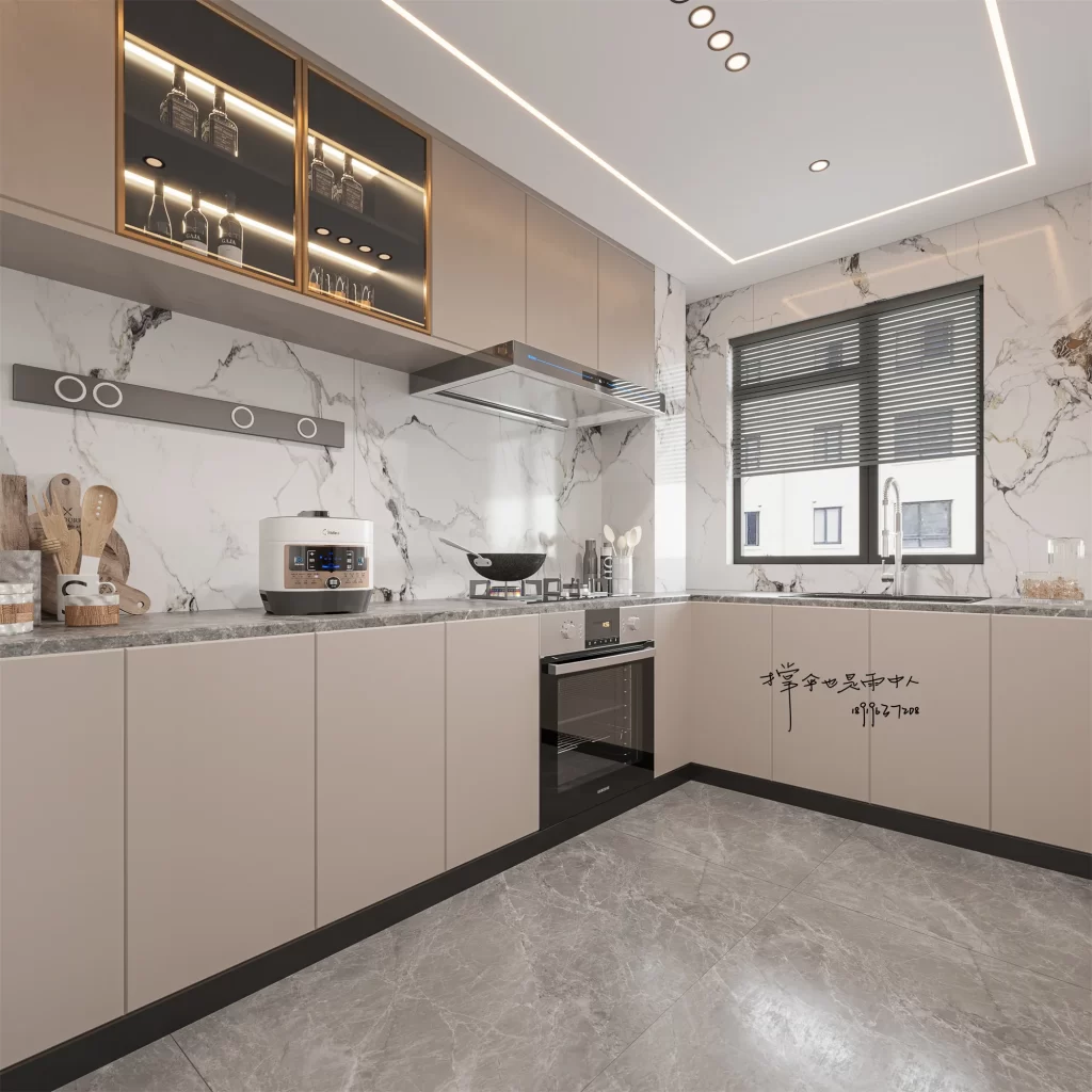 Modern Minimalist Kitchen White Gray Neutral