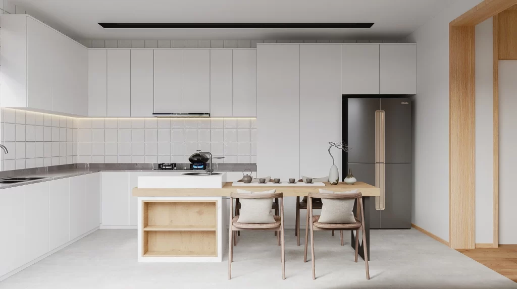Modern Minimalist Kitchen White Wood Neutral