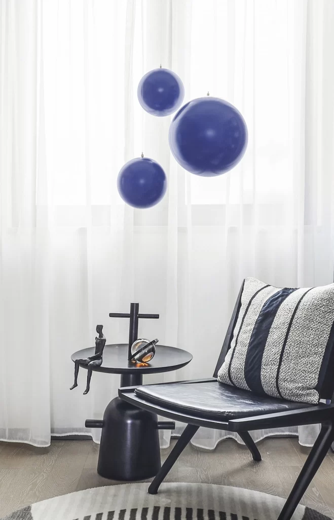 Modern Minimalist Living Room Blue White Black