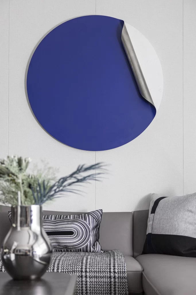 Modern Minimalist Living Room Blue White Neutral