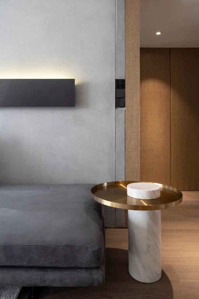 Modern Minimalist Living Room Grey Neutral Marble Gold