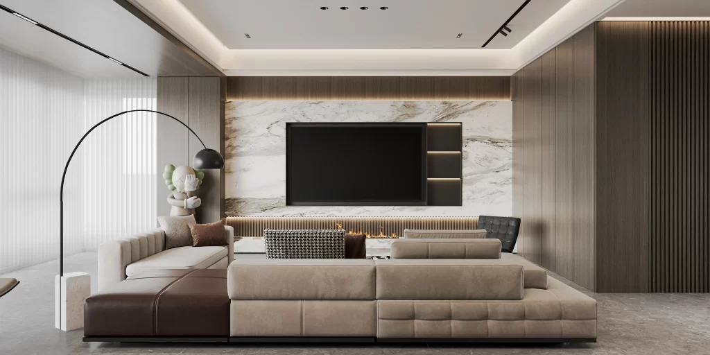 Modern Minimalist Living Room Neutral Beige Brown