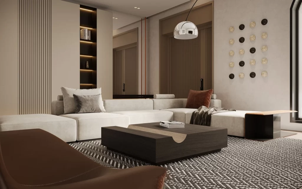 Modern Minimalist Living Room Neutral Beige Brown