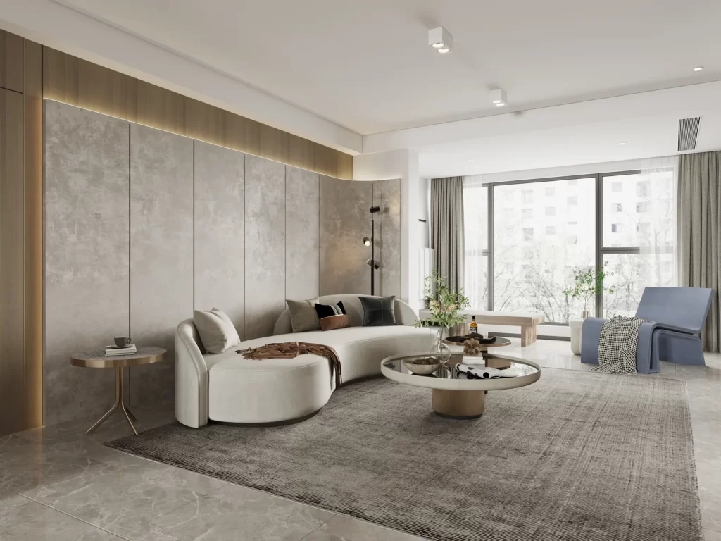 Modern Minimalist Living Room Neutral Beige Gray