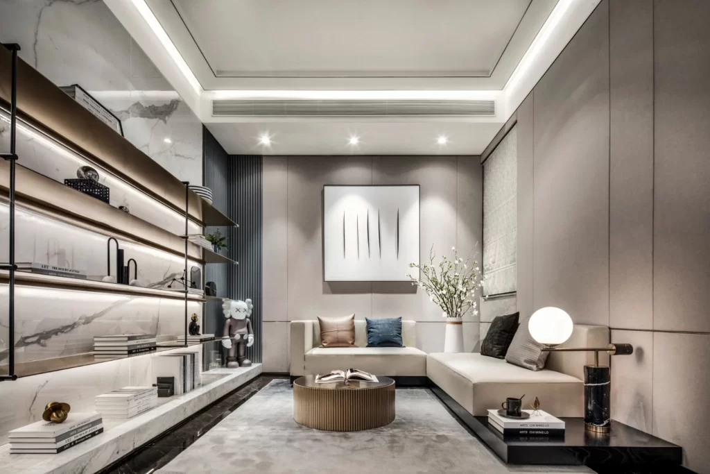 Modern Minimalist Living Room Neutral Beige Grey Black White