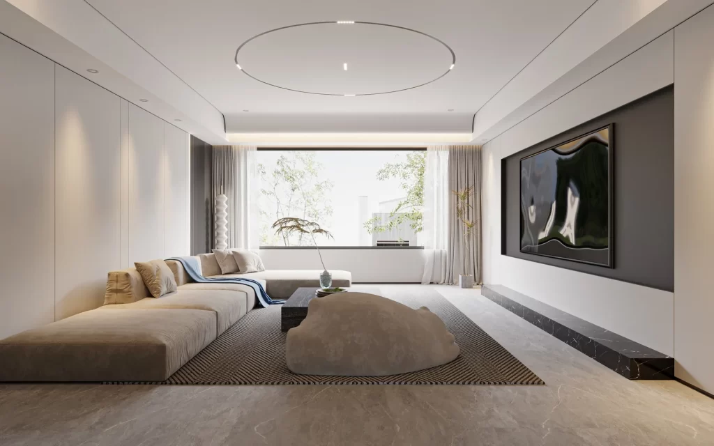 Modern Minimalist Living Room Neutral Beige Simple