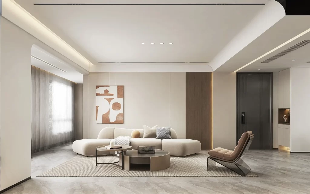 Modern Minimalist Living Room Neutral Beige Soft