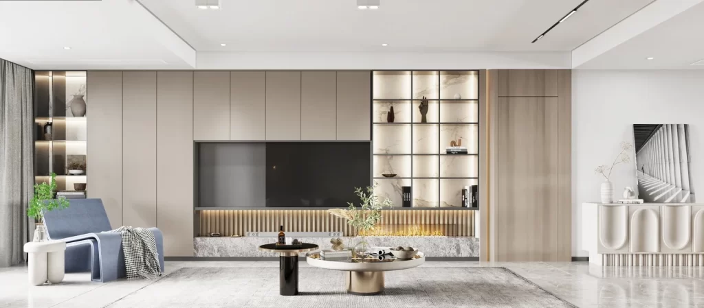 Modern Minimalist Living Room Neutral Beige Wood