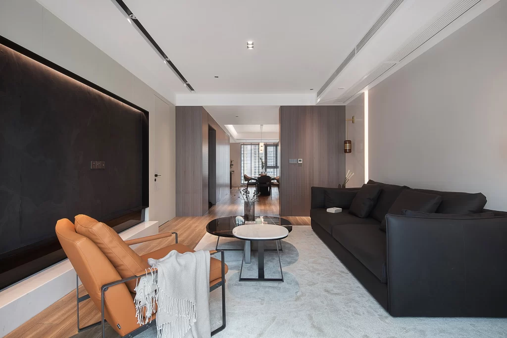Modern Minimalist Living Room Neutral Black Brown