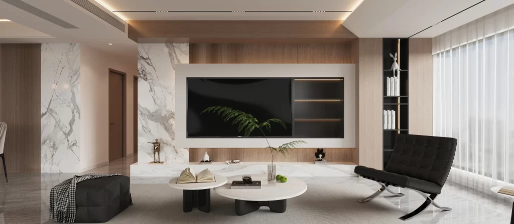 Modern Minimalist Living Room Neutral Black White