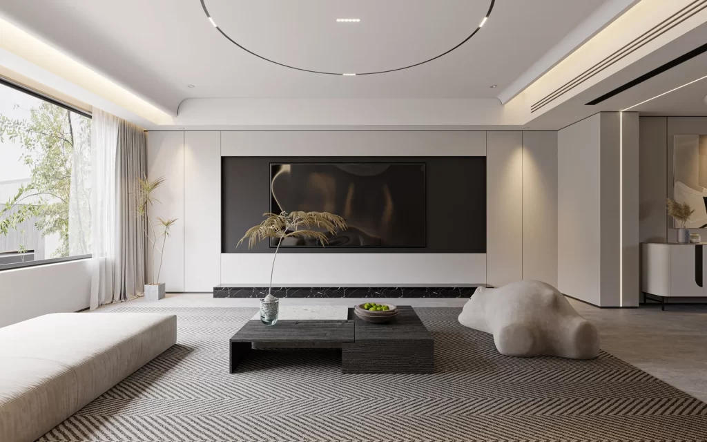 Modern Minimalist Living Room Neutral Black White