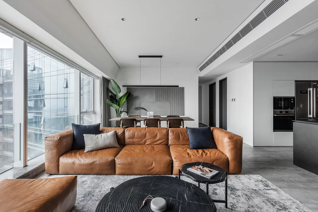 Modern Minimalist Living Room Neutral Brown Black White