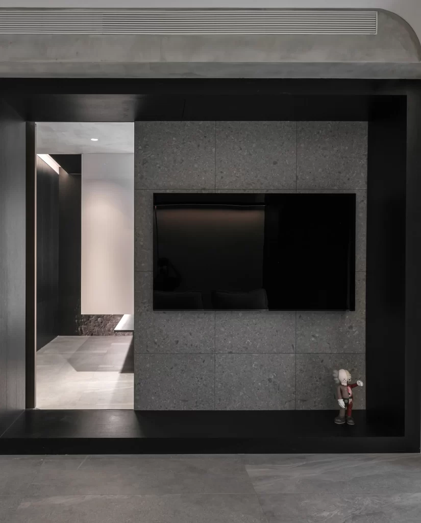 Modern Minimalist Living Room Neutral Dark Tones Light Wood