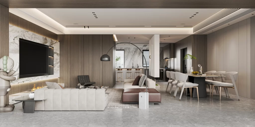 Modern Minimalist Living Room Neutral Gray