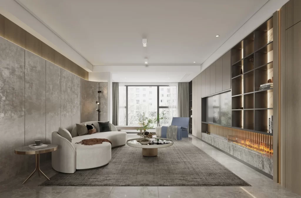 Modern Minimalist Living Room Neutral Gray White