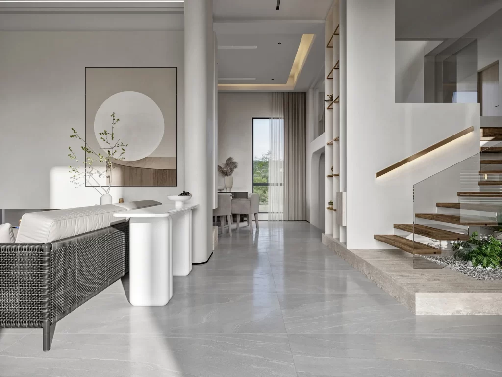 Modern Minimalist Living Room Neutral Gray White