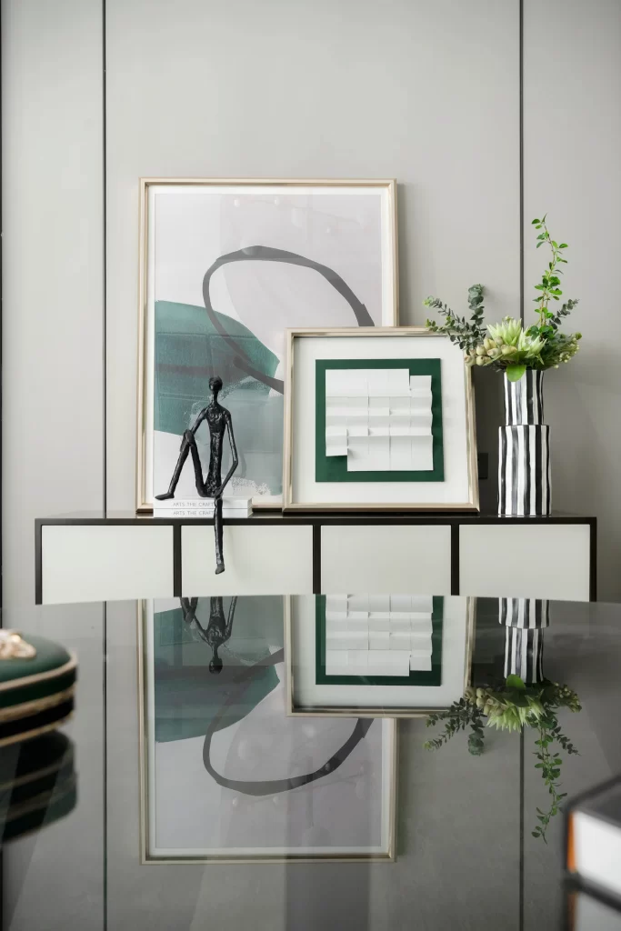 Modern Minimalist Living Room Neutral Green Black White